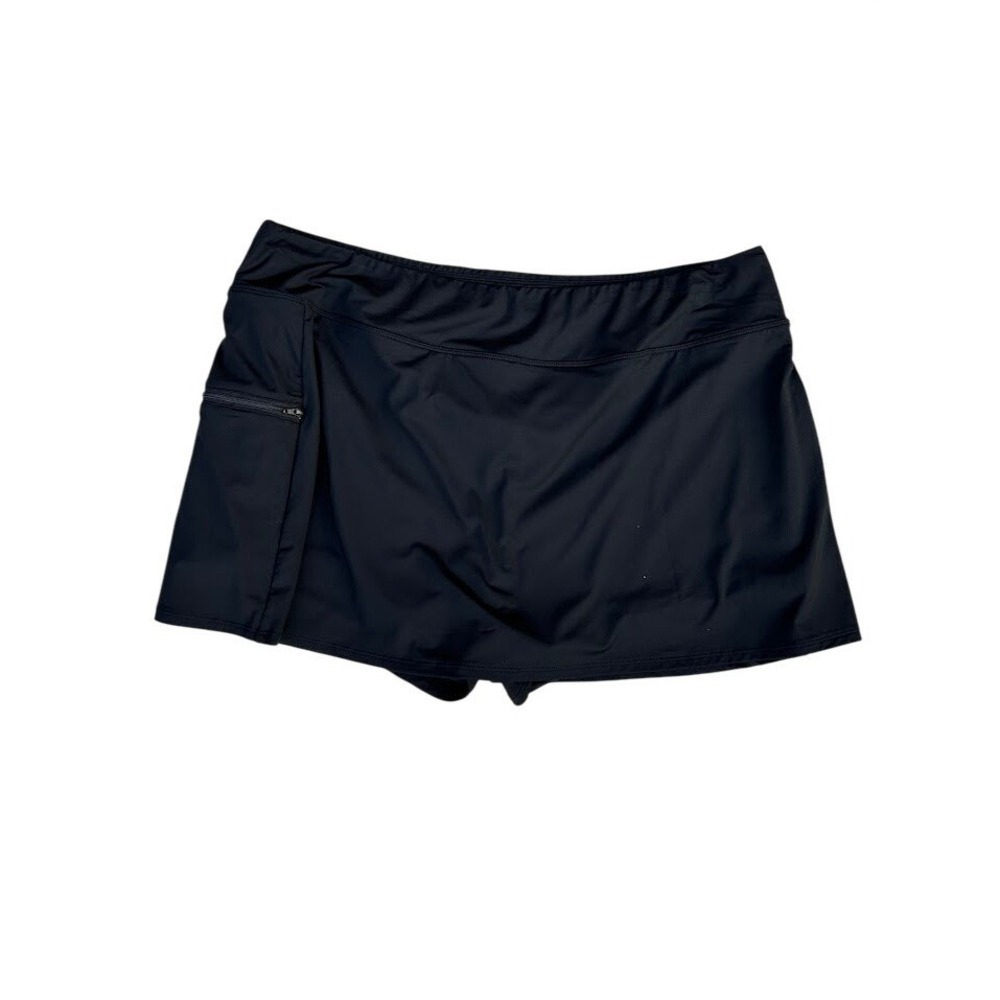 Womens Athletic Skort Built-in Shorts Side Zip Pocket Black Activewear XL